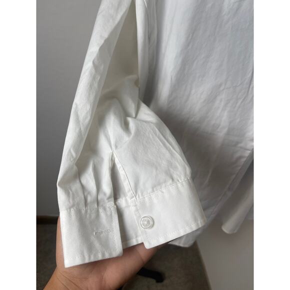 CJ Banks Womens Collared Academia Business Embroidered Button-Up Blouse White 1X - Picture 5 of 10